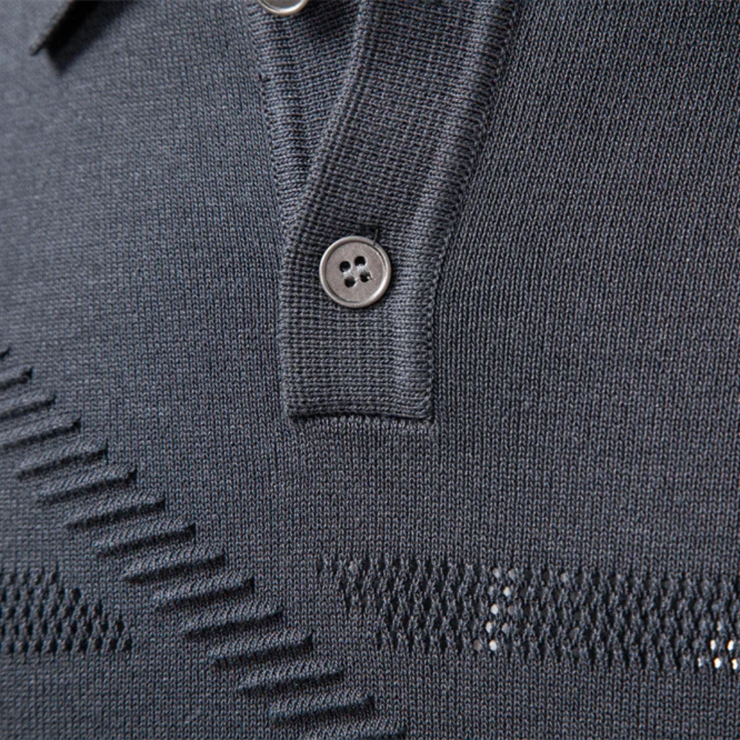 Xavier | Textured Long Sleeve Polo Shirt
