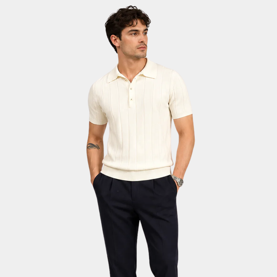 Brooks | Ribbed Knit Polo Shirt