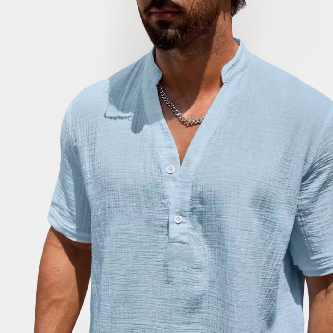 Flynn | Linen Blend Henley Shirt