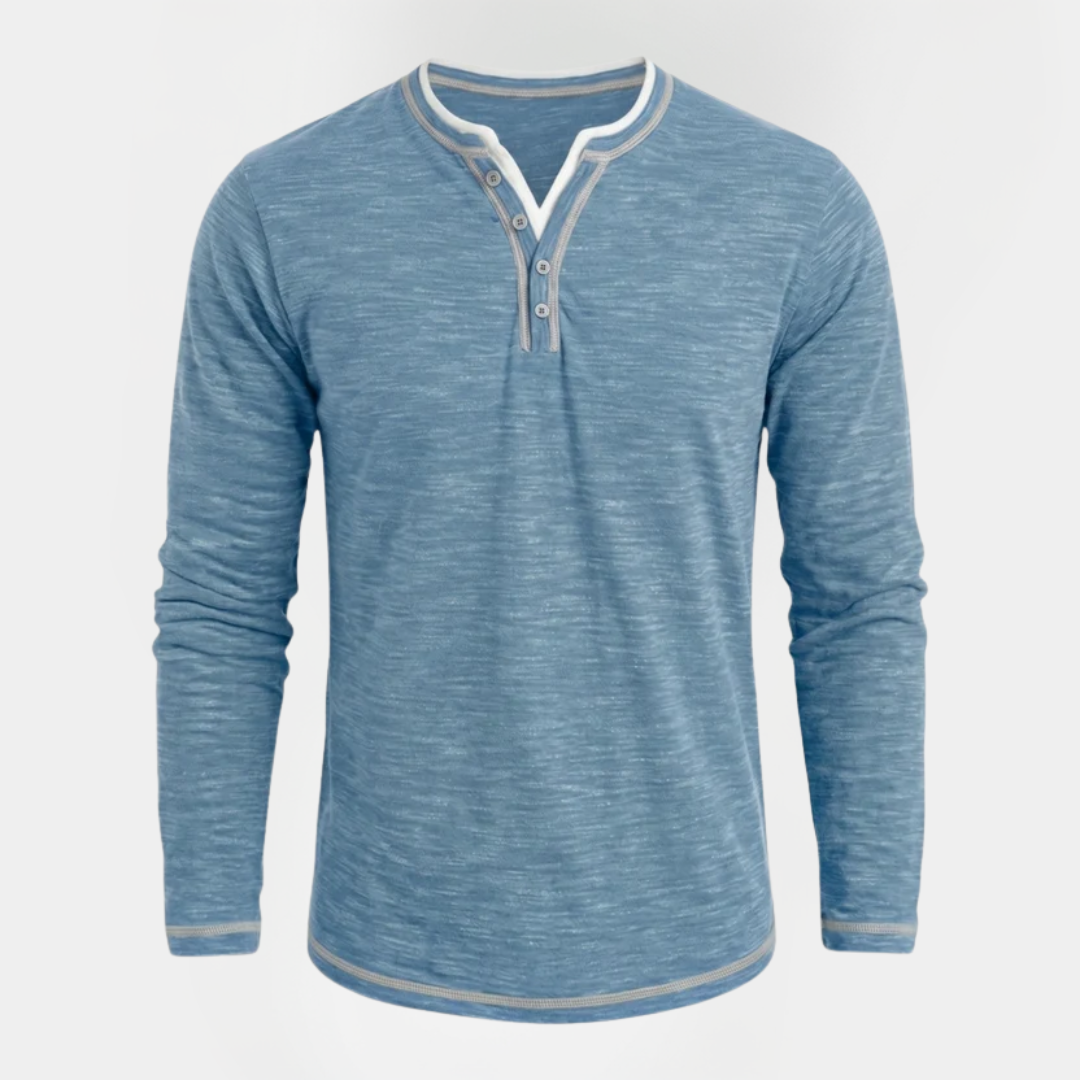 Adrian | Textured Long Sleeve Henley Shirt