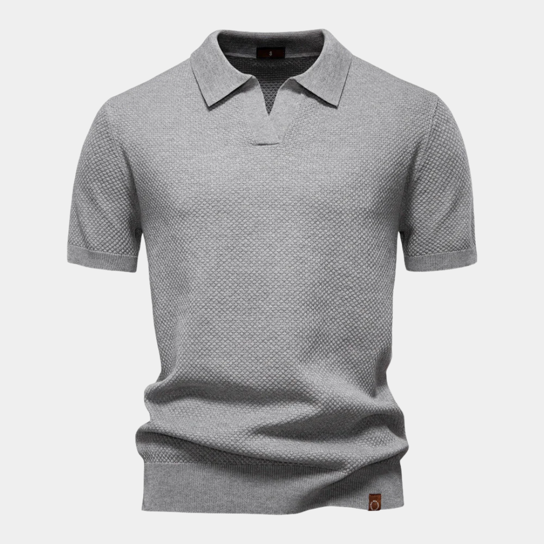 Ashton | Buttonless Textured Knit Polo Shirt