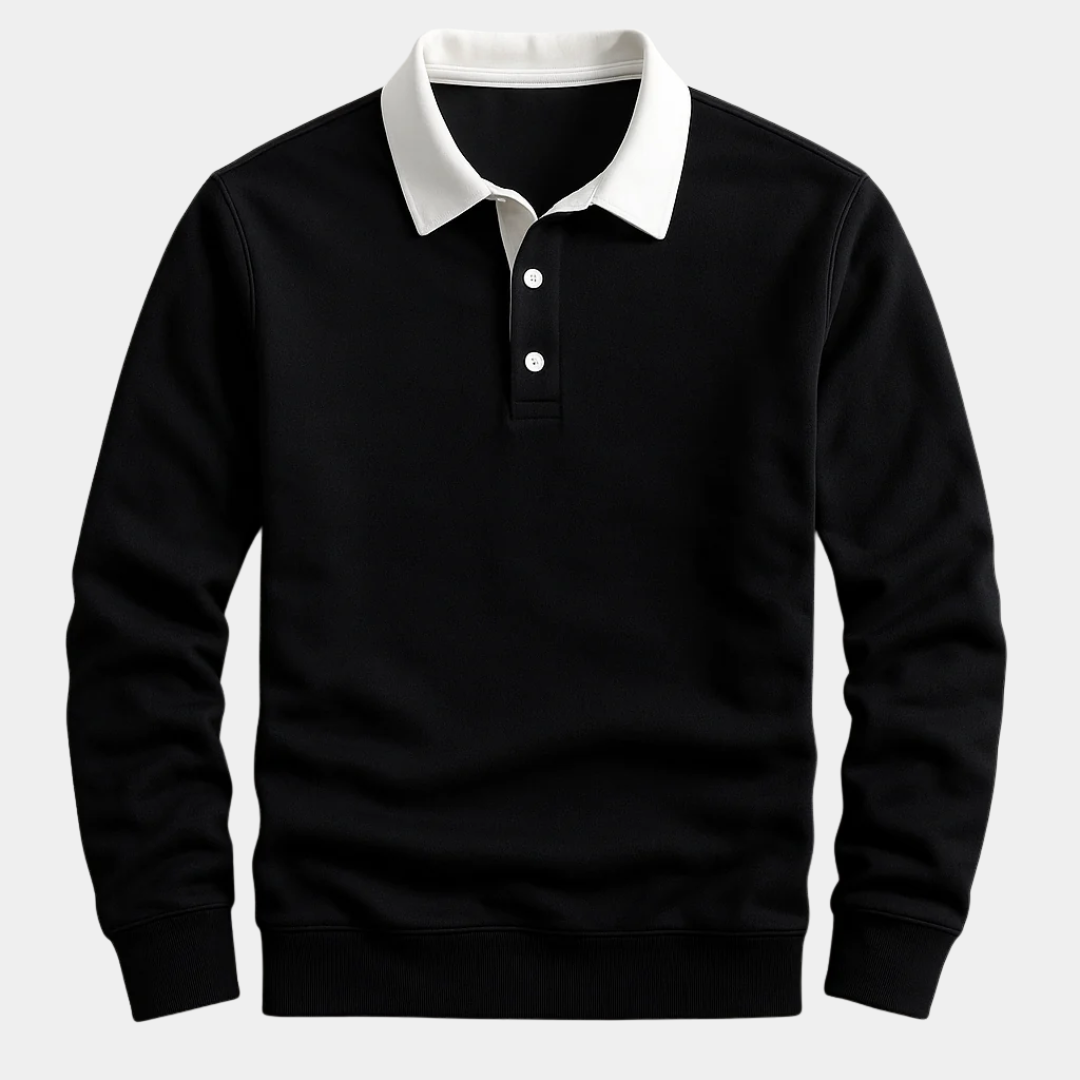Elliot | Contrast Collar Long Sleeve Polo Shirt
