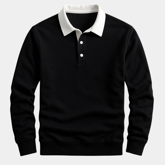 Elliot | Contrast Collar Long Sleeve Polo Shirt