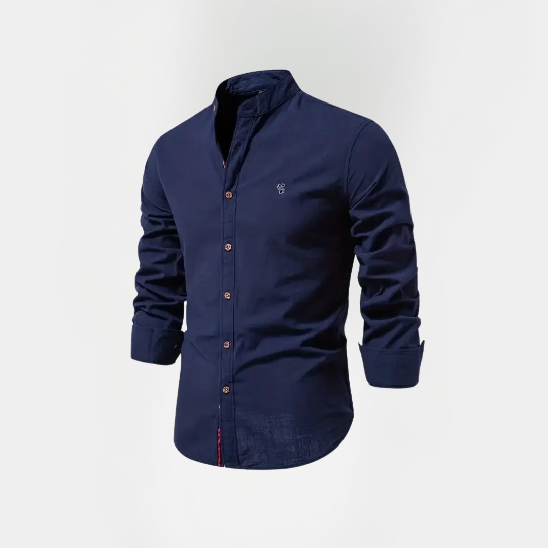 Benson | Cotton Stand Collar Long Sleeve Shirt