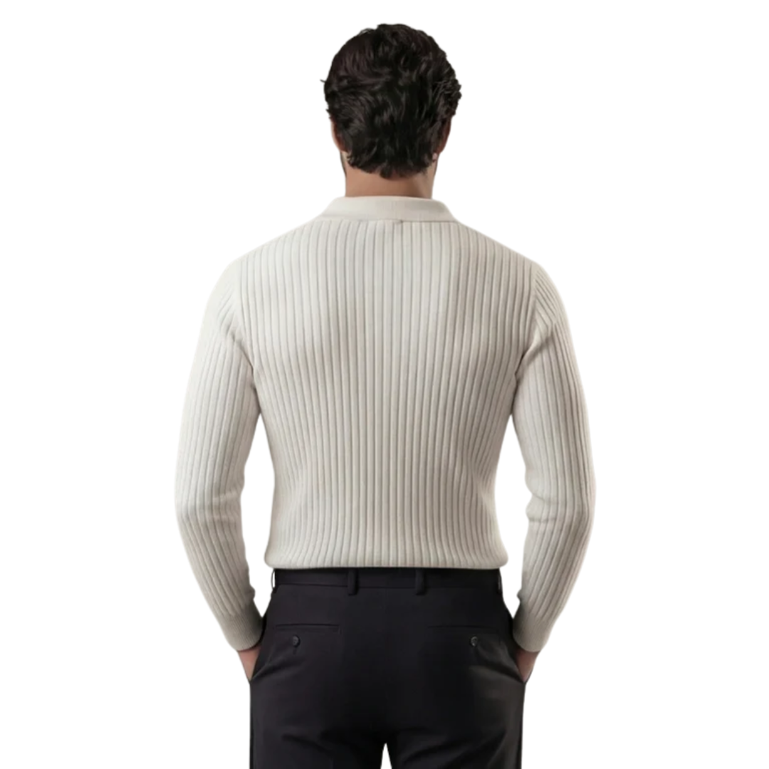Luca | Ribbed Long Sleeve Polo Shirt