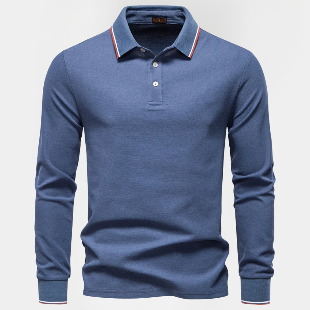 Roman | Cotton Blend Long Sleeve Polo Shirt