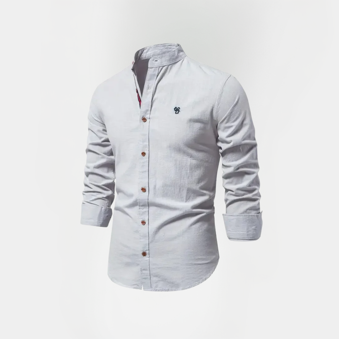 Benson | Cotton Stand Collar Long Sleeve Shirt