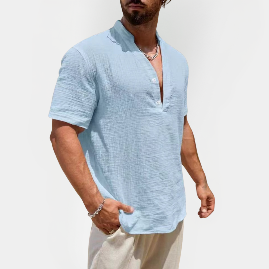 Flynn | Linen Blend Henley Shirt