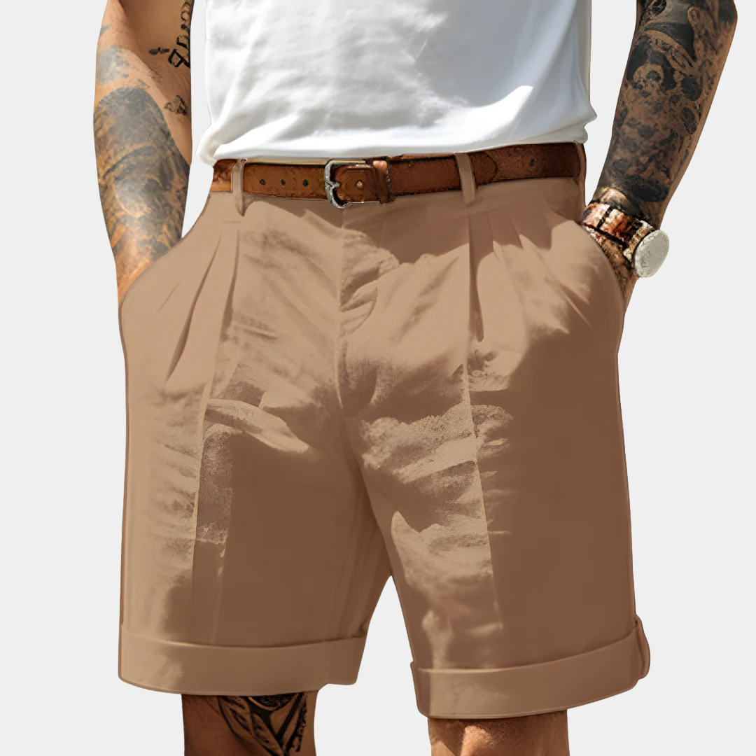 Cooper | Pleated Cotton Bermuda Shorts