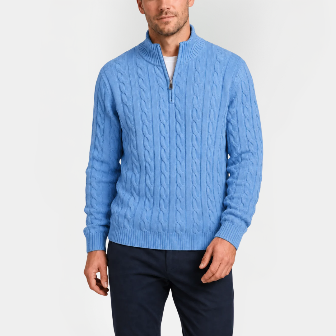 Alistair | Cable Knit Quarter-Zip Sweater