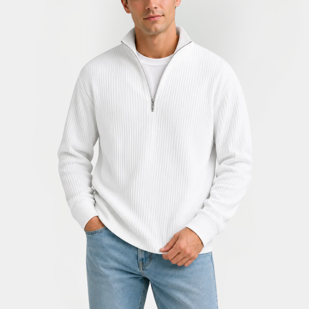 Quentin | Ribbed Quarter-Zip Sweater