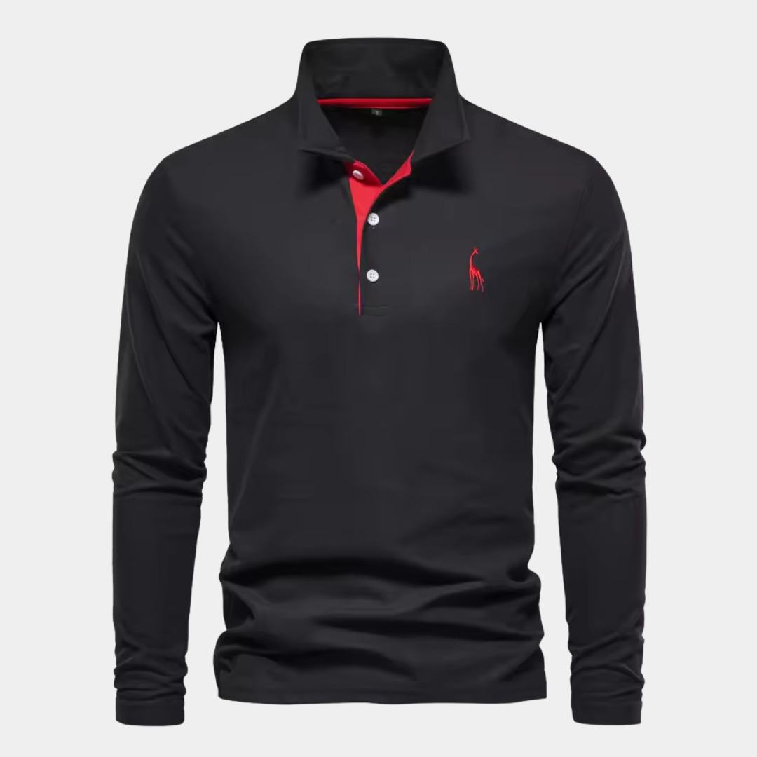 Blake | Contrast Trim Long Sleeve Polo Shirt