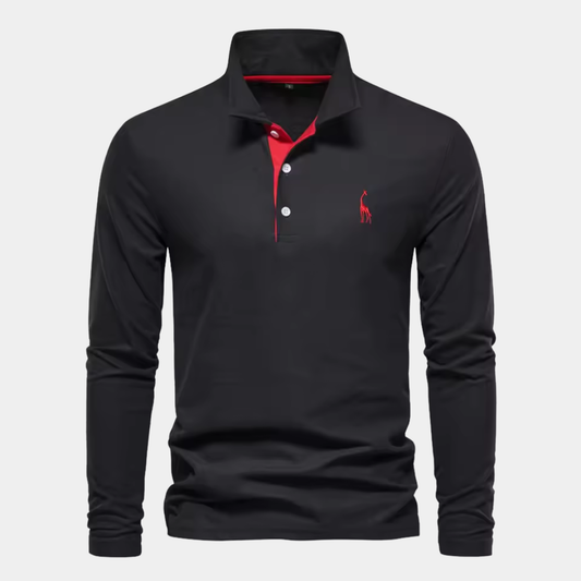 Blake | Contrast Trim Long Sleeve Polo Shirt