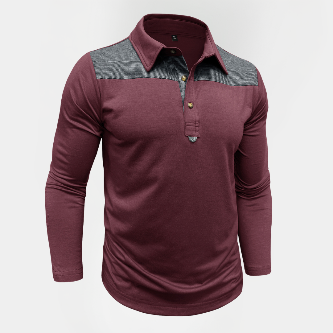 Tristan | Contrast Long Sleeve Polo Shirt