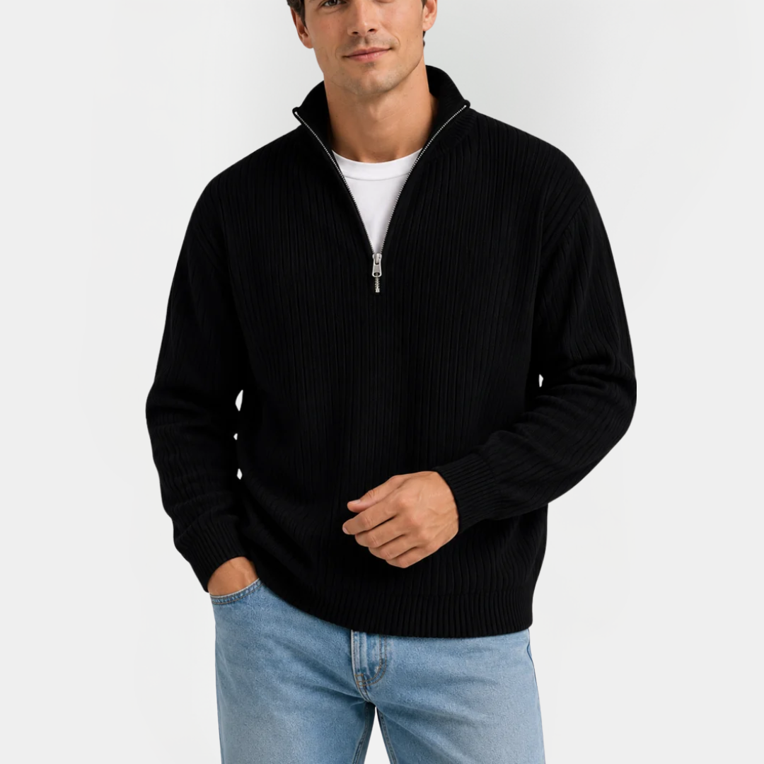 Quentin | Ribbed Quarter-Zip Sweater