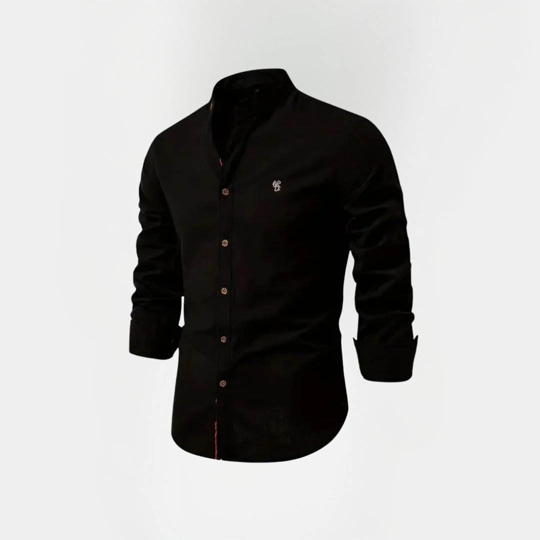 Benson | Cotton Stand Collar Long Sleeve Shirt