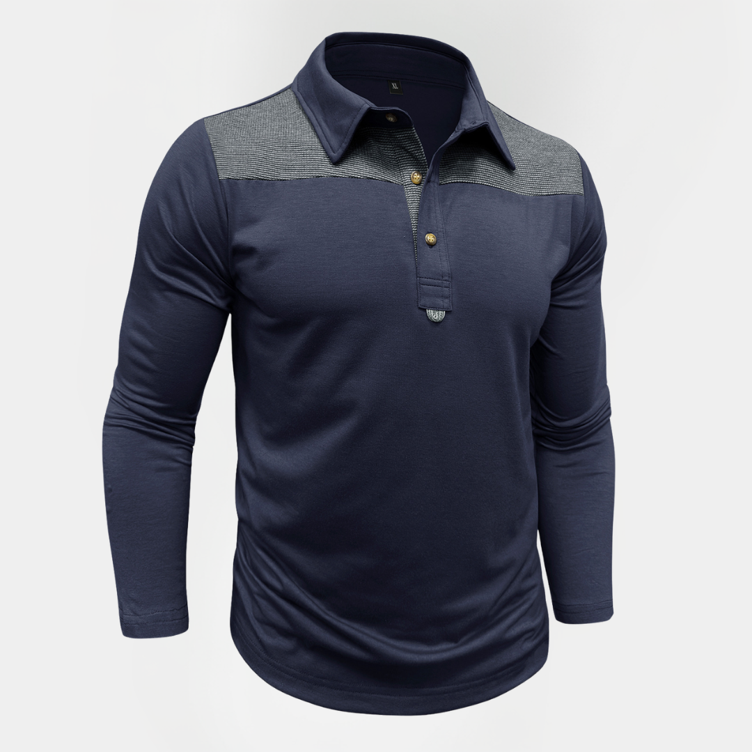 Tristan | Contrast Long Sleeve Polo Shirt