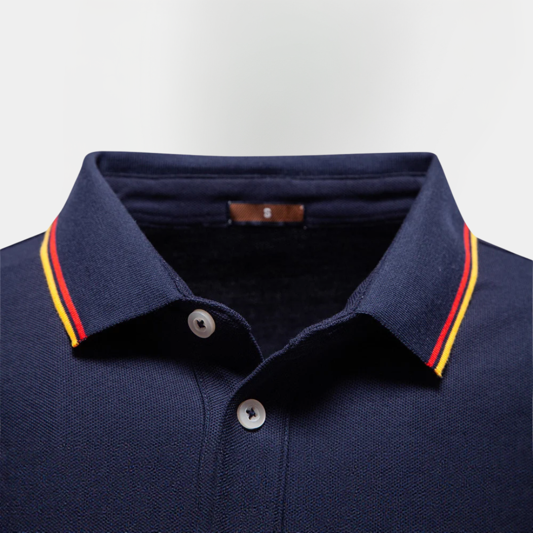 Roman | Cotton Blend Long Sleeve Polo Shirt
