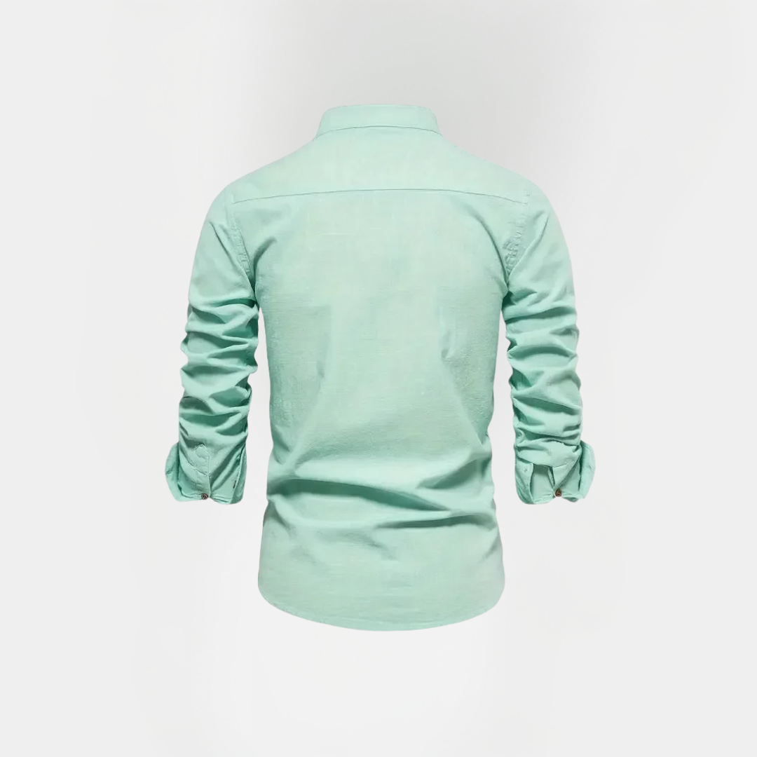 Benson | Cotton Stand Collar Long Sleeve Shirt