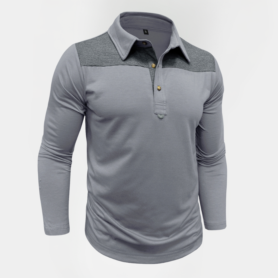 Tristan | Contrast Long Sleeve Polo Shirt