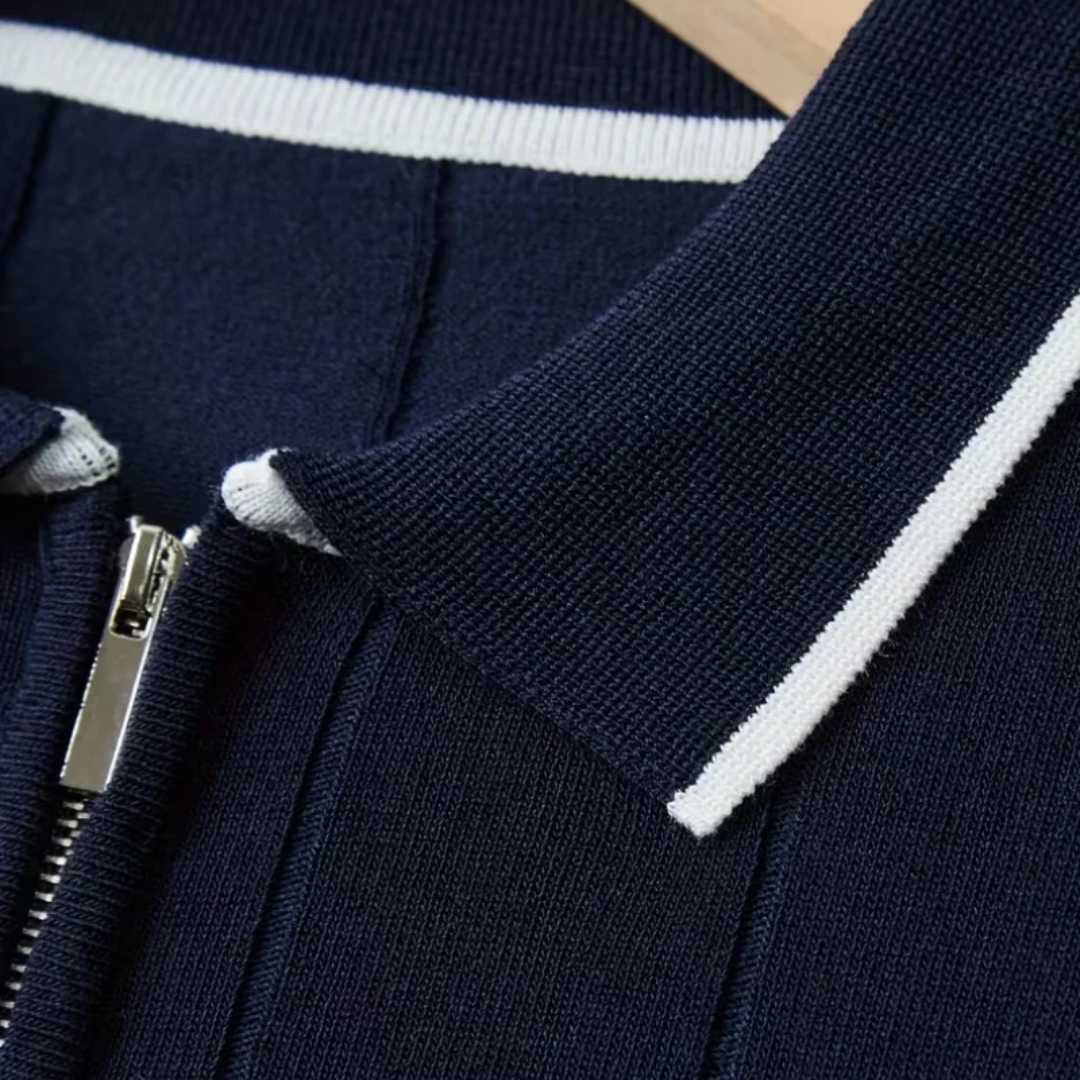 Sterling | Textured Zip Polo Shirt