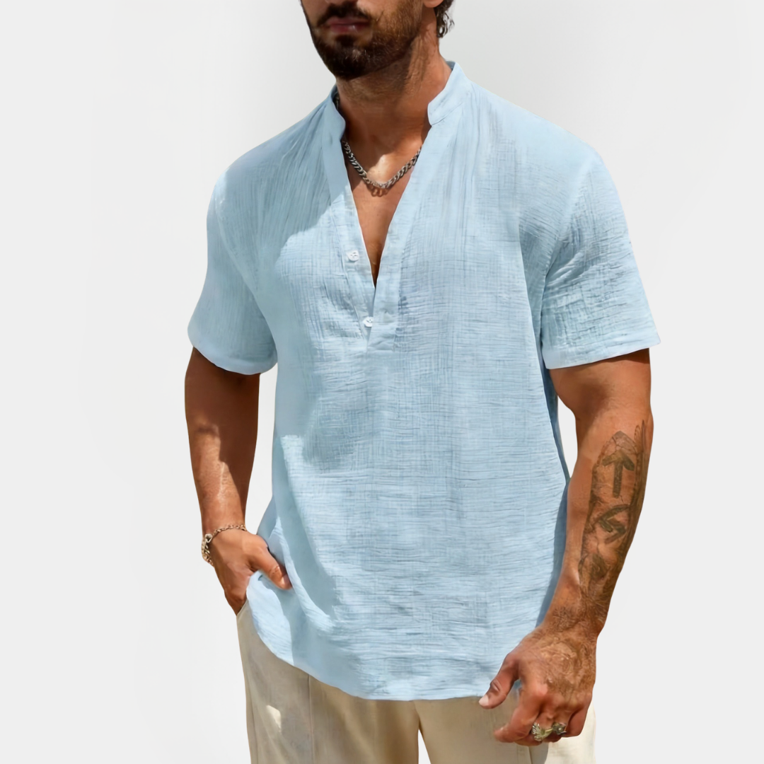 Flynn | Linen Blend Henley Shirt